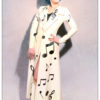 Ankle length latex coat with musical notes