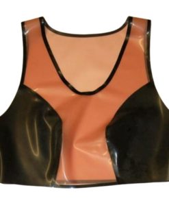 latex crop top with translucent panels