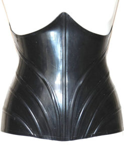 Latex corset with hip panel boning