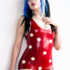 Spotty Latex Playsuit, pin up style.