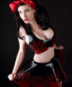 Flames Latex Crop Top and Skirt