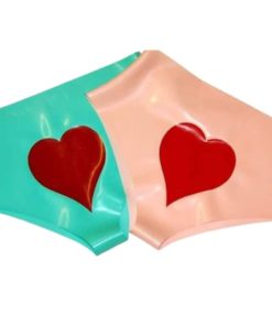 High waist latex knickers with hearts applique.