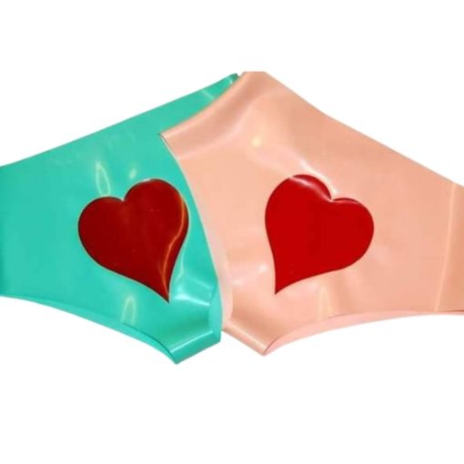 High waist latex knickers with hearts applique.