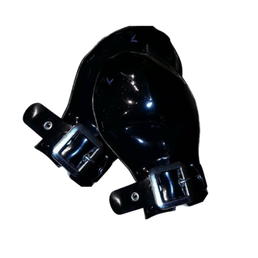 heavy rubber ball mitts with a silver buckles