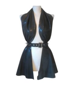 Latex peplum dress with stud belt