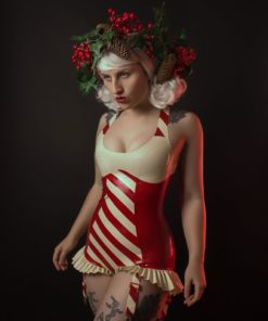 Latex Christmas Candy Cane Lingerie