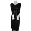 long latex cosplay maid dress with button cuffs.