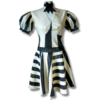 Striped Latex Puff Sleeve Dress
