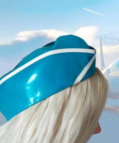 Latex Airline Side Cap. Cute hat with contrast trim detail.