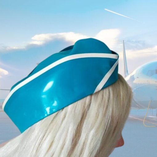 Latex Airline Side Cap. Cute hat with contrast trim detail.